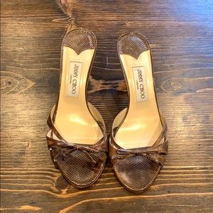 Jimmy Choo brown leather heels.